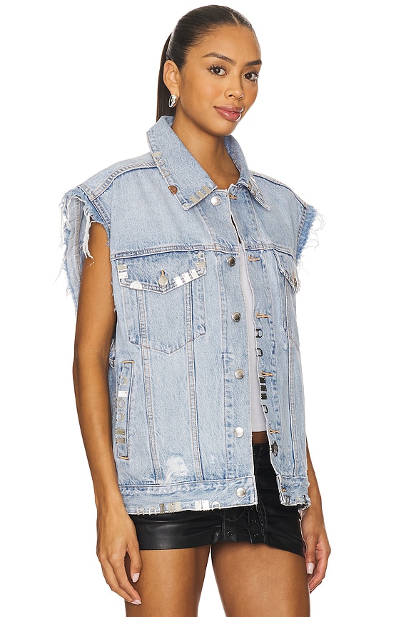 view 2 of 5 Distressed Oversized Vest in Light Powder Blue