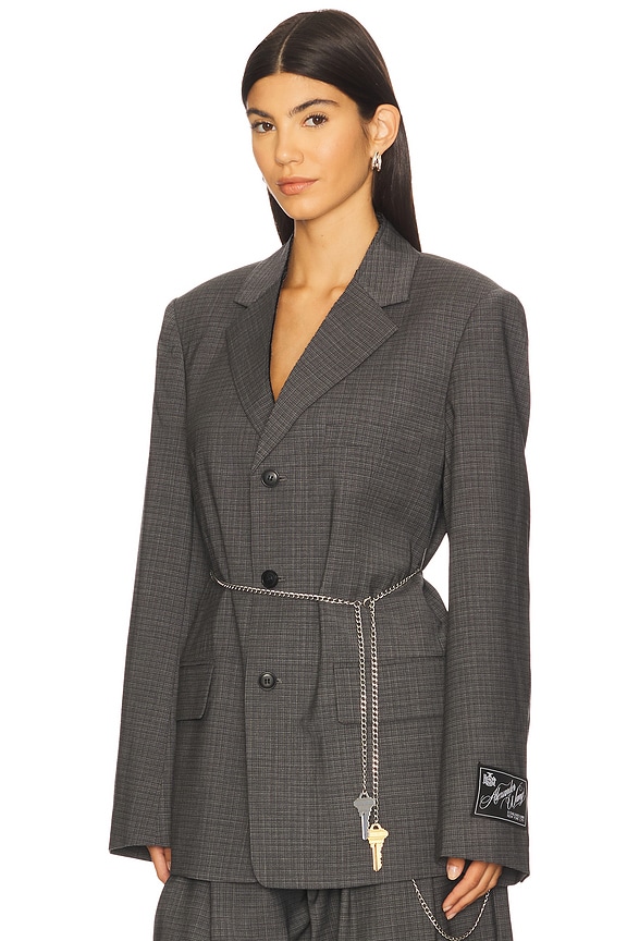 view 2 of 4 Tailored Blazer With Chain in Dark Grey Melange