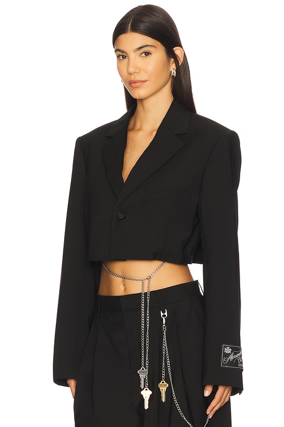 view 2 of 4 Cropped Blazer With Chain in Black