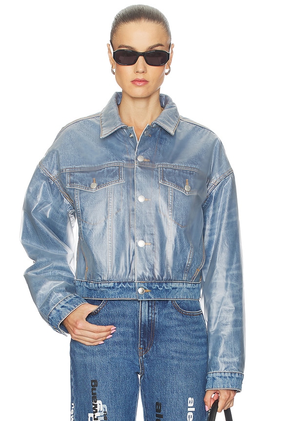 view 1 of 4 Trucker Jacket in Vintage Marbled Blue