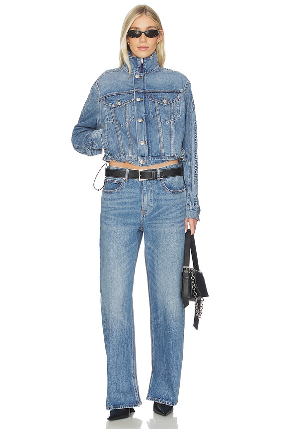 Denim Track Jacket With Embossed Logo Panel
