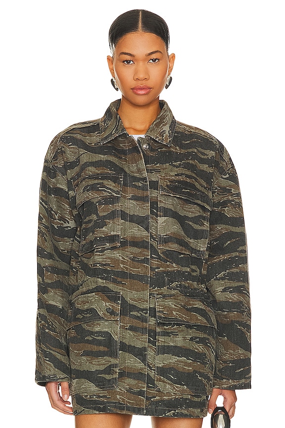 view 2 of 6 Camo Cinch Waist Denim Jacket in Camo