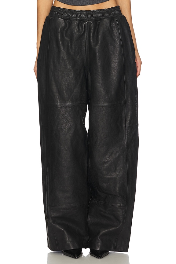 view 1 of 6 Mid Rise Patchwork Sweatpant in Black