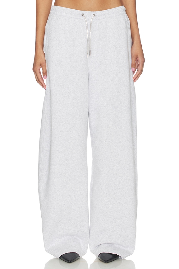 view 1 of 6 PANTALON MID RISE SWEAT WITH RHINESTONE DRAWCORD in Light Heather Grey