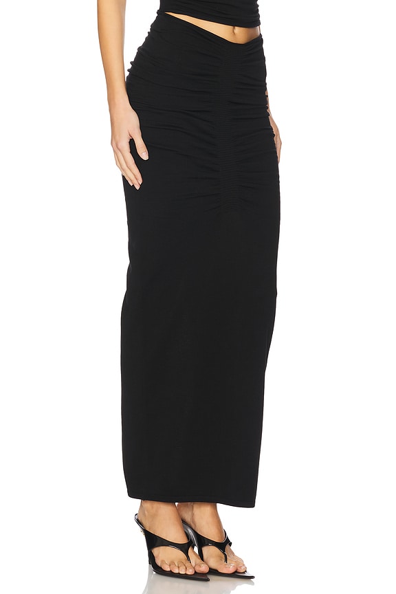 view 2 of 6 Ruched Maxi Skirt in Black