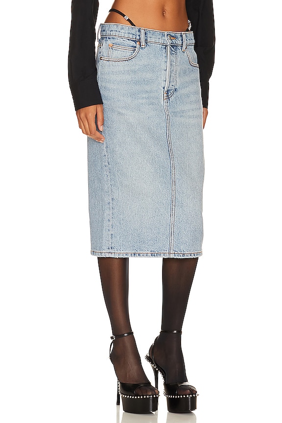 view 2 of 5 Midi Skirt With Diamante Charm Thong Straps in Vintage Faded Indigo