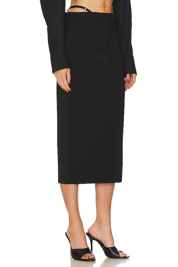 view 2 of 4 Fitted Long Skirt With Logo And Elastic G String in Black