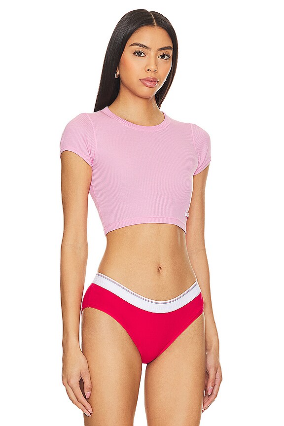 view 2 of 6 크롭 크루넥 티셔츠 in Begonia Pink