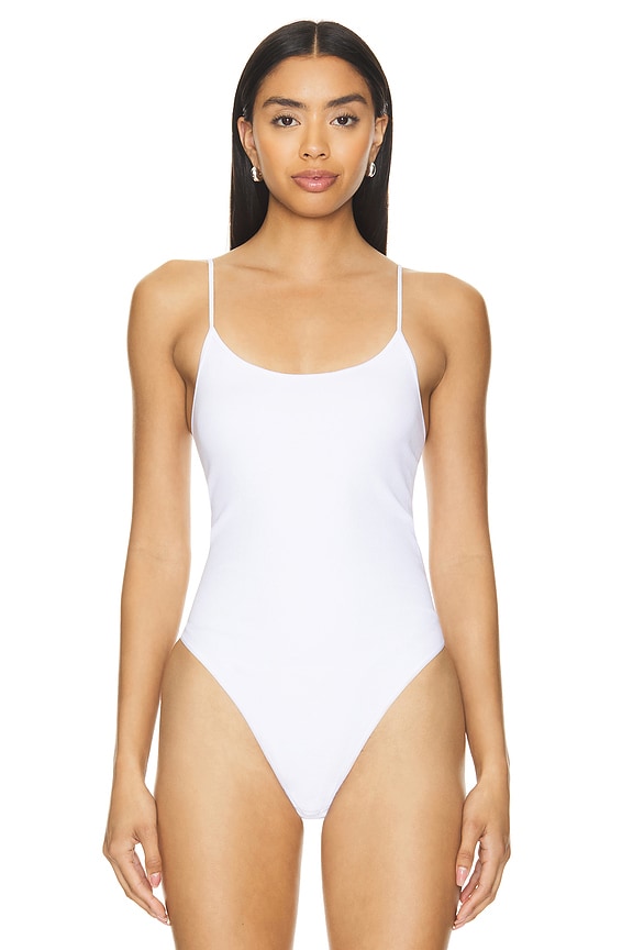 view 2 of 6 Cotton Rib Seamless Tank Bodysuit in White