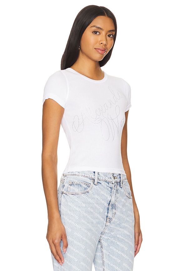 view 2 of 5 CAMISETA MAINLINE FITTED WITH HOTFIX CURSIVE LOGO in White