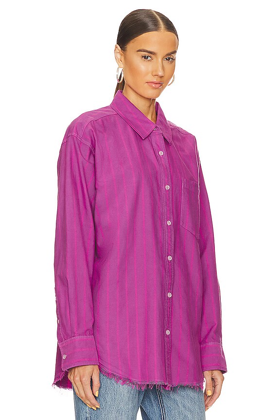 view 2 of 5 Boyfriend Shirt with Undone Hem in Joker Pink