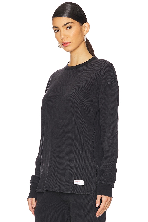 view 2 of 5 Waffle Crew Neck Long Sleeve in Washed Black
