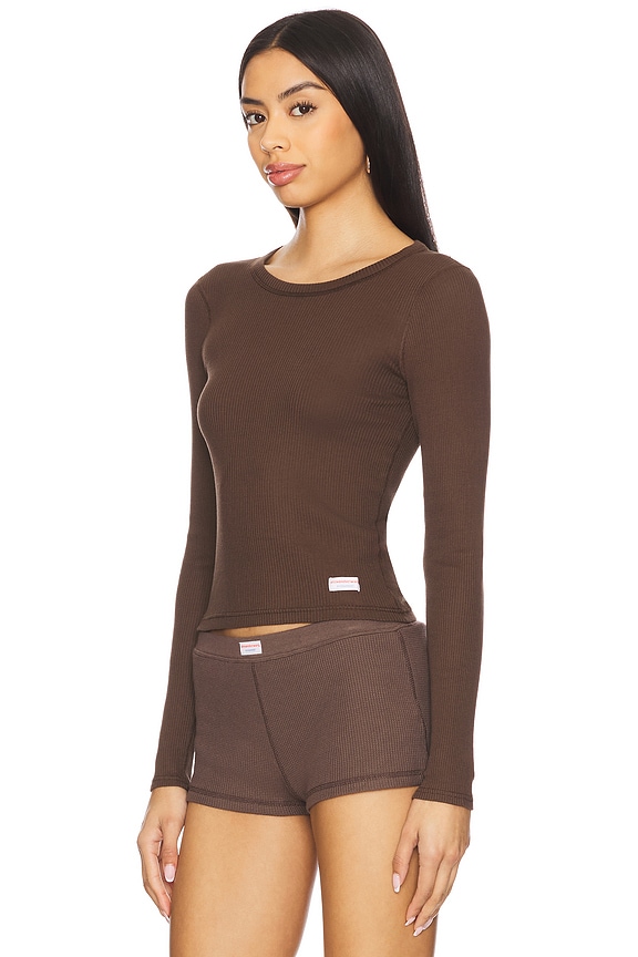 view 2 of 5 Long Sleeve Crewneck Tee in Chocolate Brown