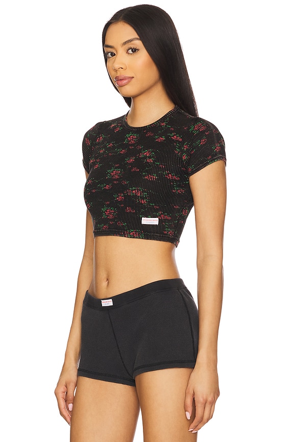 view 2 of 4 Cropped Short Sleeve Tee in Washed Black Multi