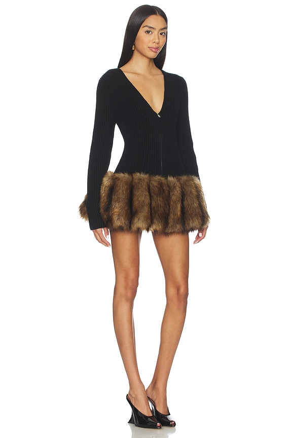 view 2 of 3 Faux Fur Zip Up Top in Black