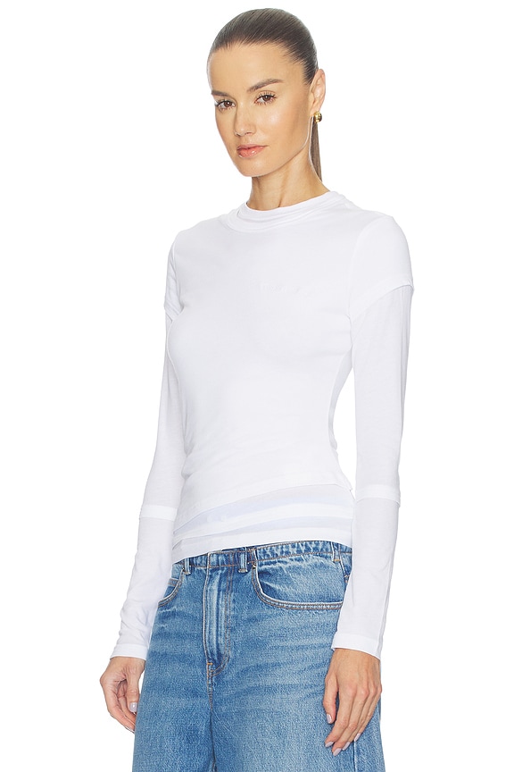 view 2 of 4 Layered Longsleeve Top in White