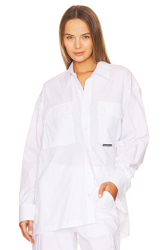 view 2 of 5 Button Down Shirt with Chest Pockets in Bright White