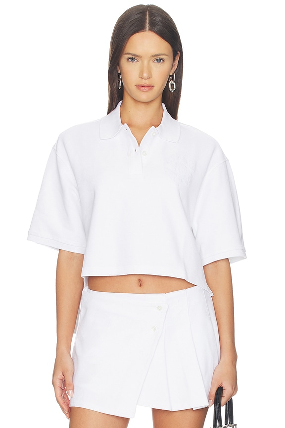 view 1 of 5 Oversized High Low Polo Top in Vintage White
