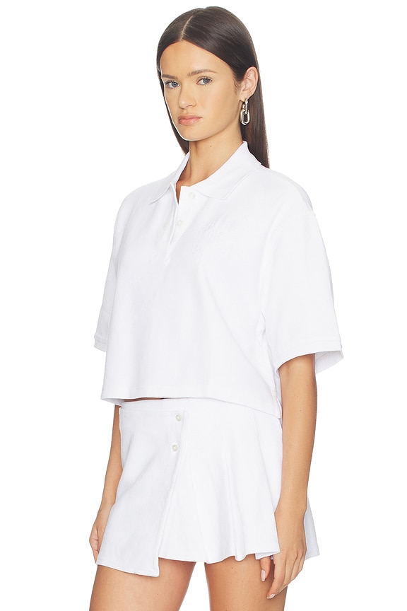 view 2 of 5 Oversized High Low Polo Top in Vintage White