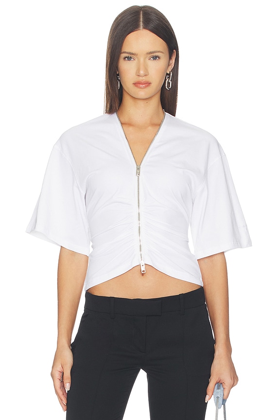 view 1 of 4 CAMISETA GATHERED WITH CONTINUOUS LOOP ZIPPER in White