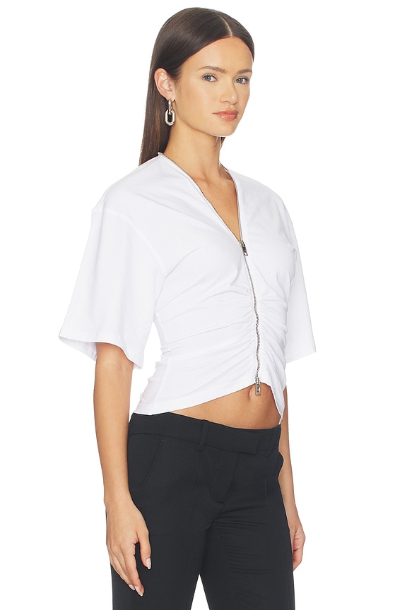 view 2 of 4 CAMISETA GATHERED WITH CONTINUOUS LOOP ZIPPER in White