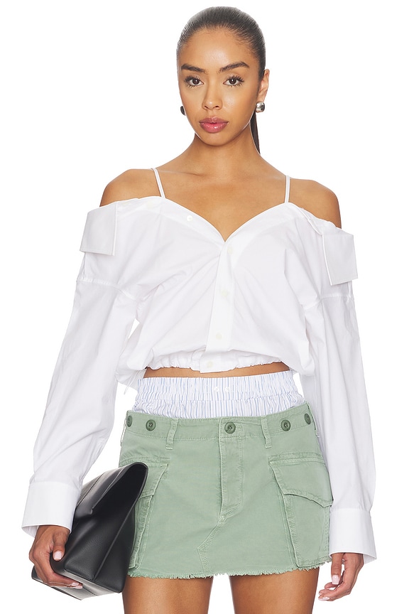 view 1 of 4 Pre-styled Off Shoulder Top With Bra Straps in White