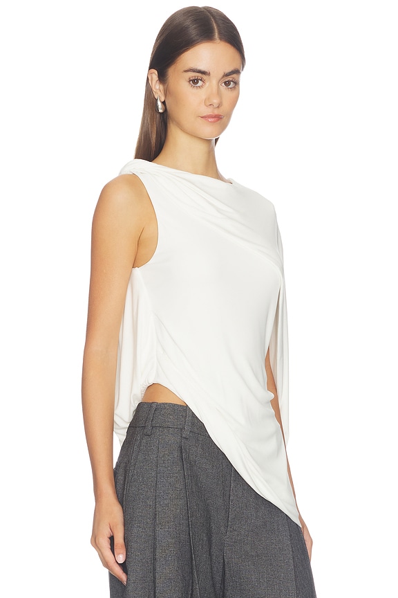 view 2 of 4 Asymmetric Draped Twisted Top in Ivory