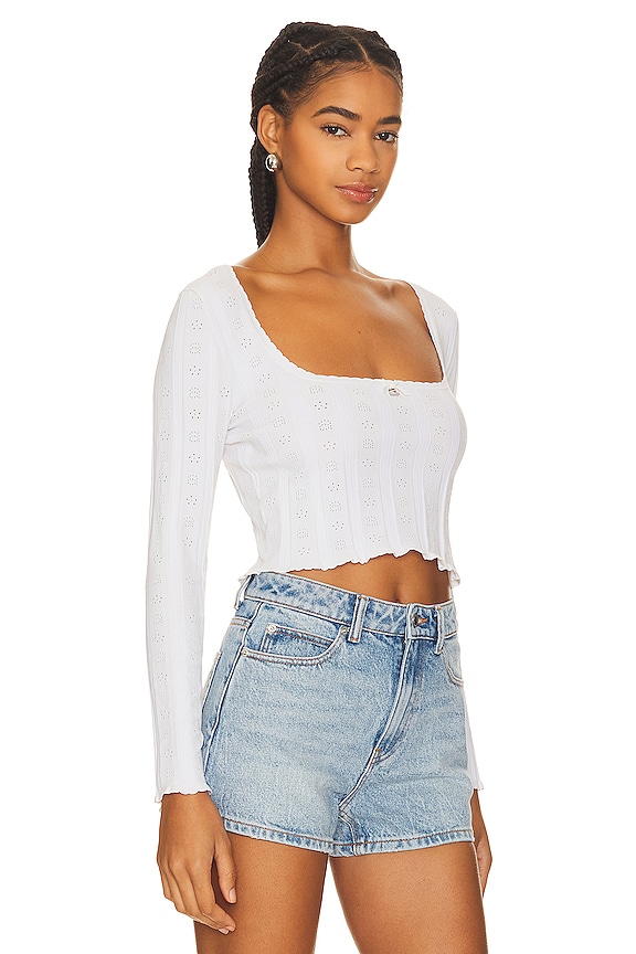 view 2 of 5 СВИТЕР С ДЛИННЫМ РУКАВОМ И КРУГЛЫМ ВЫРЕЗОМ С ЛОГОТИПОМ in Soft White