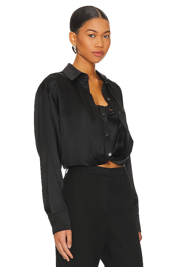 view 2 of 4 Button Down With Integrated Cami in Black