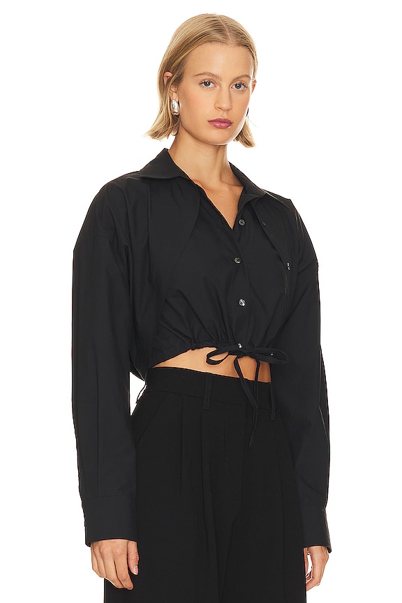 view 2 of 4 Double Layered Cropped Shirt in Black