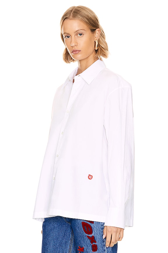 view 2 of 4 CAMISA CON BOTONES Y PARCHE DE MANZANA in White