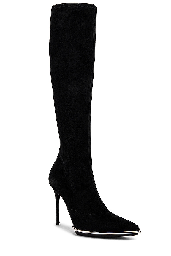 view 2 of 5 Cara Knee High Black Stretch Suede Boot in Black