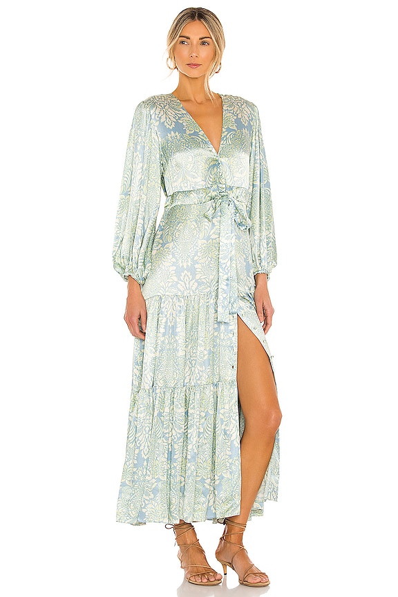 view 2 of 3 Fortunia Long Dress in Blue Damask