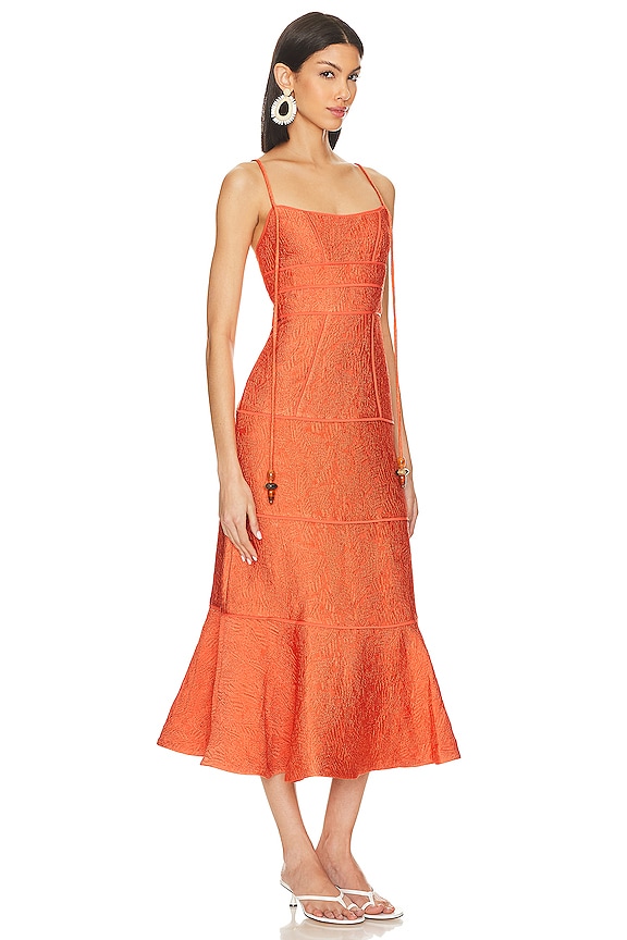 view 2 of 3 VESTIDO MIDI VEREDA in Terracotta Brocade