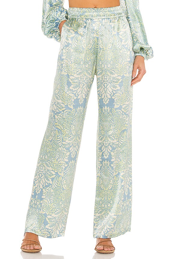 view 1 of 4 Kaloni Pants With Elastic Waistband in Blue Damask
