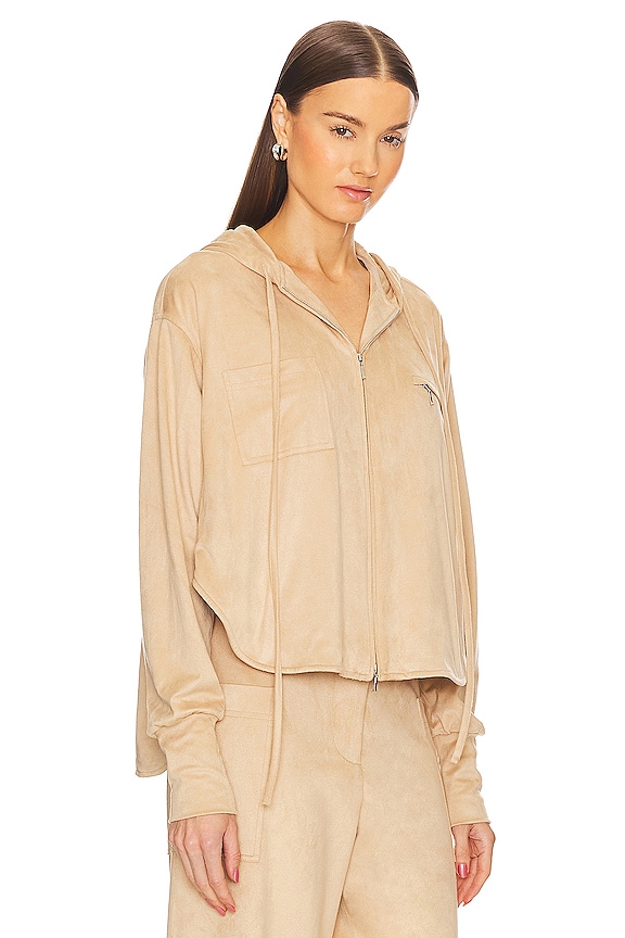 view 2 of 4 TOP CON CAPUCHA SUDA in Camel Suede
