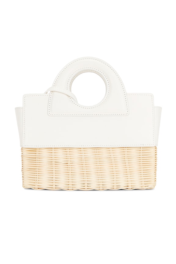 view 1 of 8 Penelope Petite Rattan Bag in Blanc