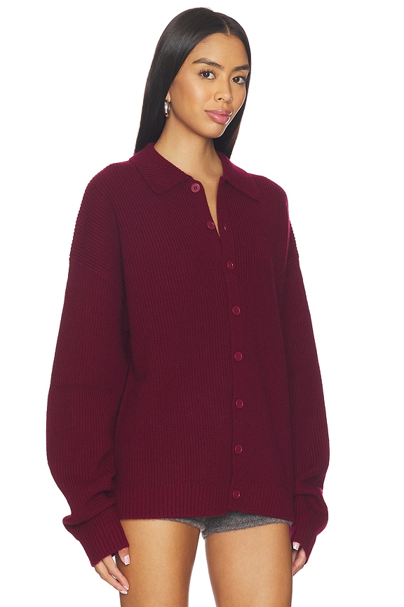 view 2 of 4 x REVOLVE Relaxed Knit Button Up Sweater in Wine