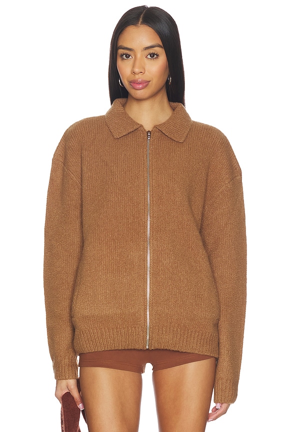 view 2 of 5 x REVOLVE Knit Zip Up Jacket With Collar in Deep Camel