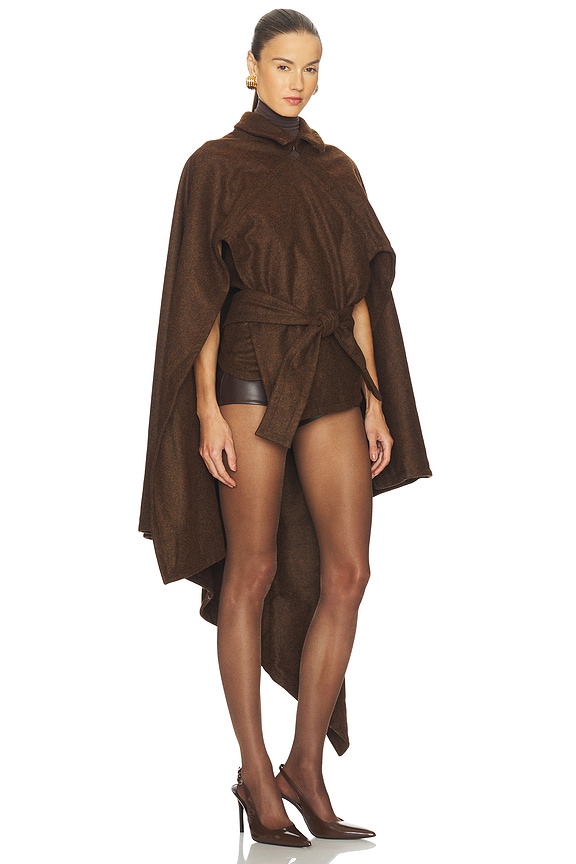 view 2 of 3 Rhea Cape Coat in Dark Chocolate