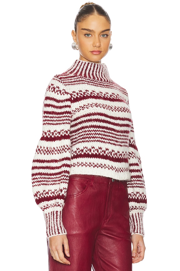 view 2 of 4 Achira Sweater in Ivory & Burgundy