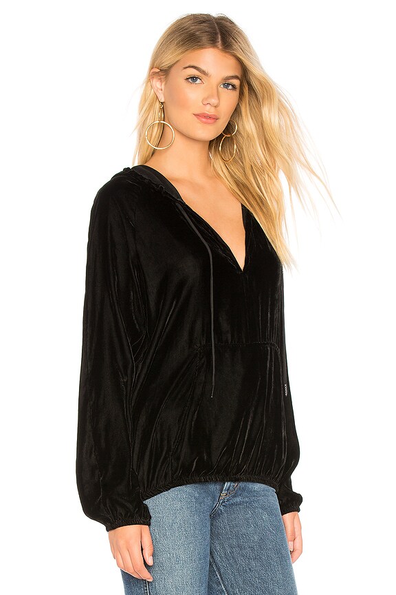 view 2 of 4 Covert Velvet Hoody Top in Black