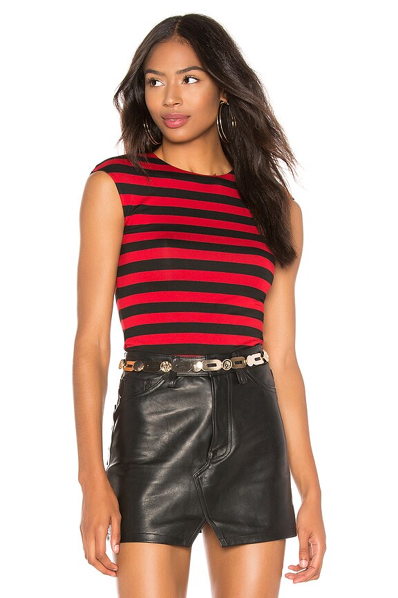 view 1 of 4 Love Train Stripe Top in Black & Red