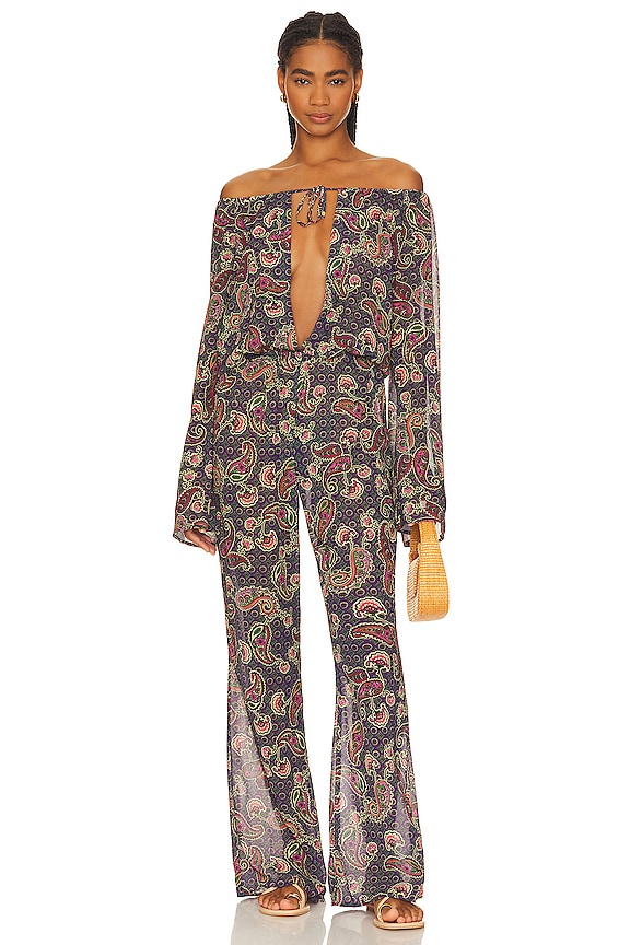 view 1 of 3 Helen Jumpsuit in Purple Paisley