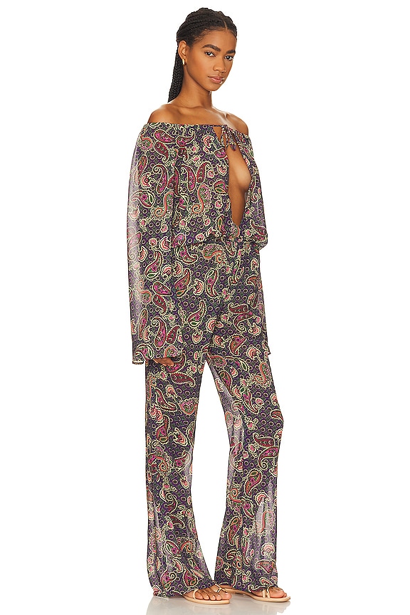 view 2 of 3 Helen Jumpsuit in Purple Paisley