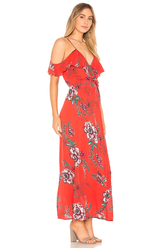 view 2 of 3 ROBE FORME PORTEFEUILLE SHADOW FLORAL in Red Peach