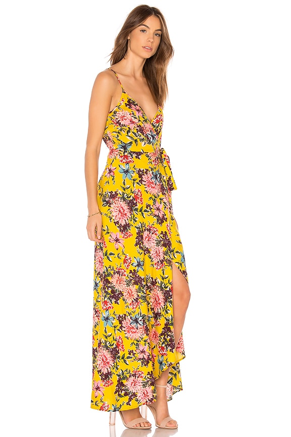 view 2 of 3 VESTIDO ENVOLVENTE CHRYSANTHEMUM in Mustard & Pink