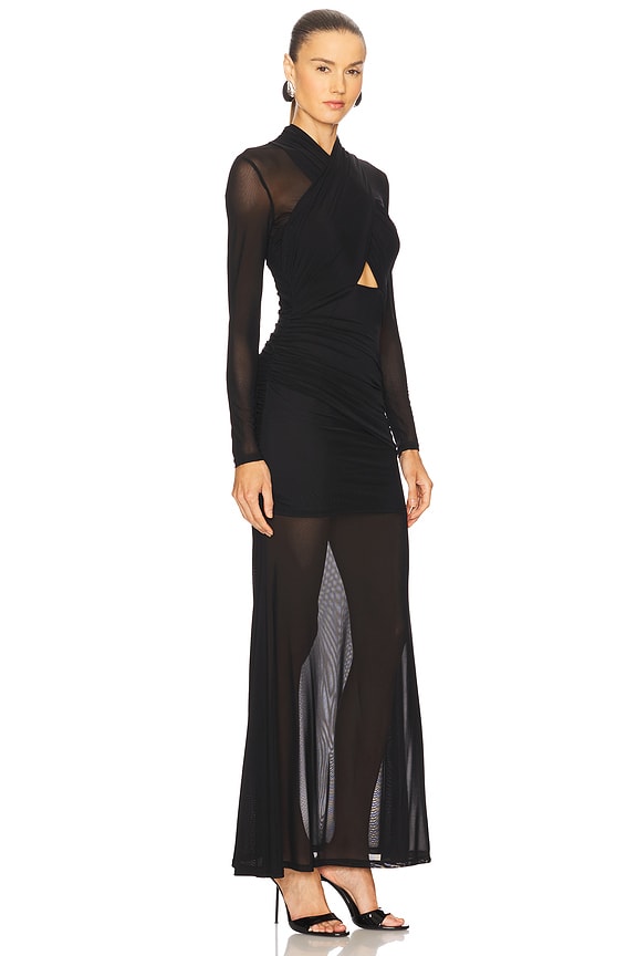 view 2 of 3 Veria Wrap Mesh Maxi Dress in Black