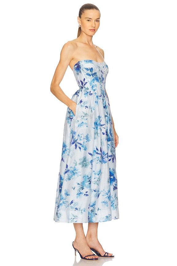 view 2 of 3 ROBE MI-LONGUE LOLA in Blue Floral