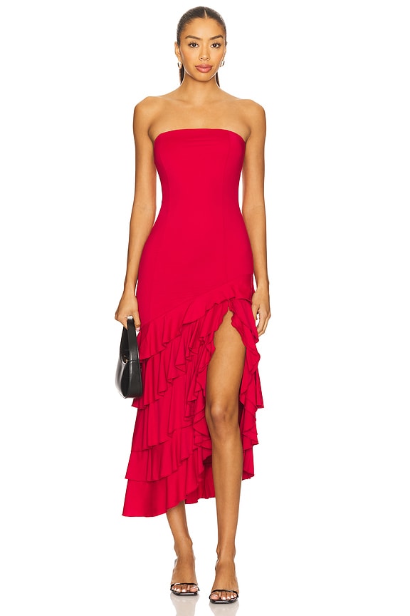 view 1 of 4 Agastina Strapless Maxi Dress in Deep Red
